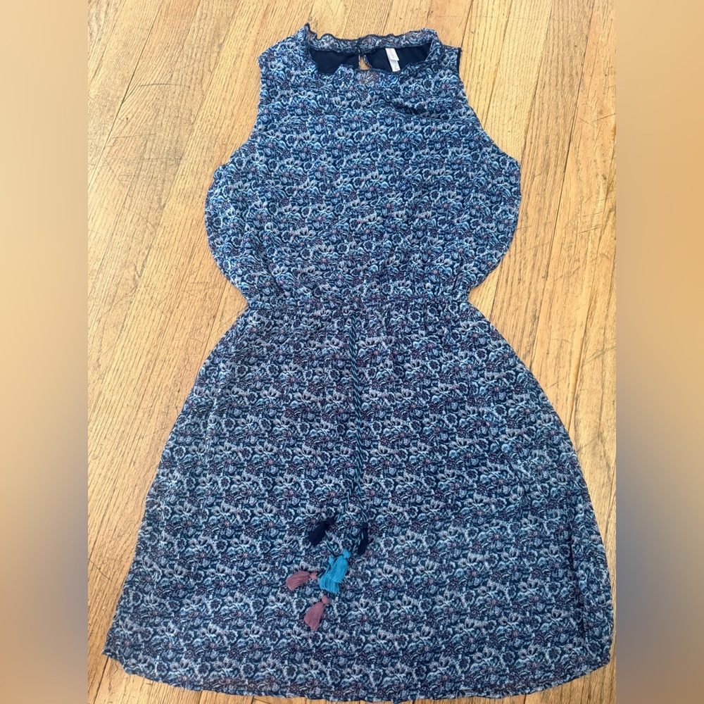 Blue Patterned Sleeveless Dress